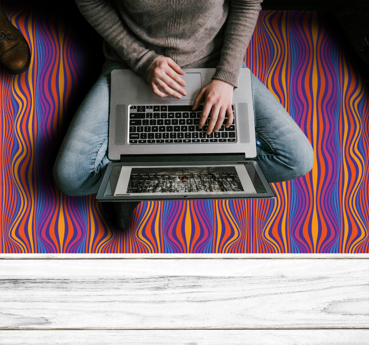 ψυχεδελικές αυλακιές γραμμές ορθογώνιο χαλί - TenStickers