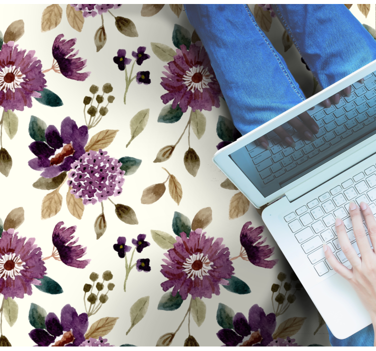 μοβ και πράσινο χαλί λουλουδιών - TenStickers