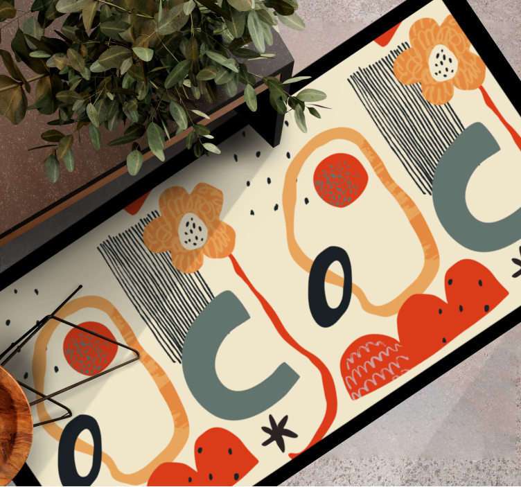 κόκκινο και πορτοκαλί κολάζ αφαιρετικό μοντέρνο χαλί - TenStickers