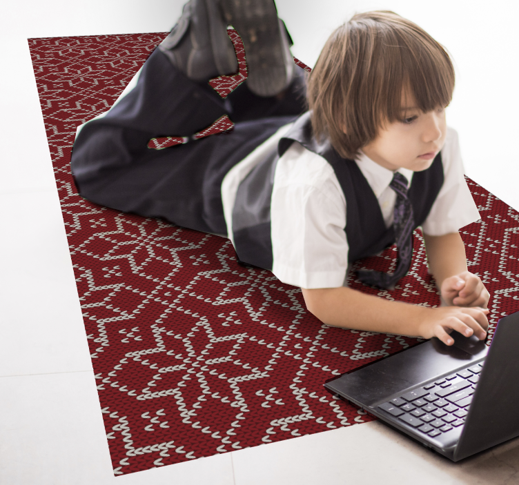 κόκκινο και λευκό χαλί από χριστουγεννιάτικο βινύλιο νιφάδα χιονι - TenStickers