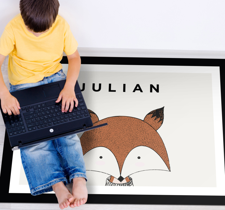 κόκκινη αλεπού με όνομα εξατομικευμένο χαλί - TenStickers