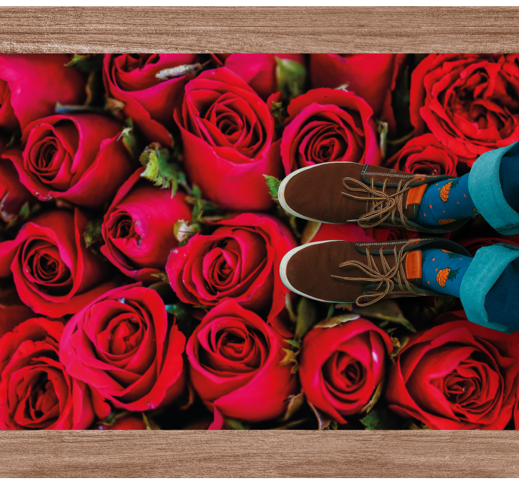 κόκκινα τριαντάφυλλα μοτίβο χαλί βινυλίου φύση - TenStickers