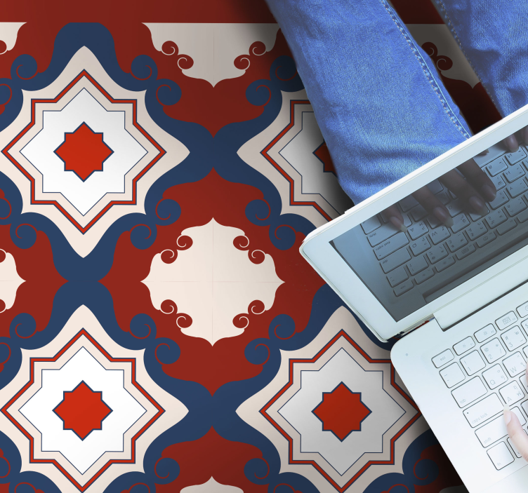 κόκκινα πλακάκια vintage ψηφιδωτά πλακάκια δαπέδου - TenStickers