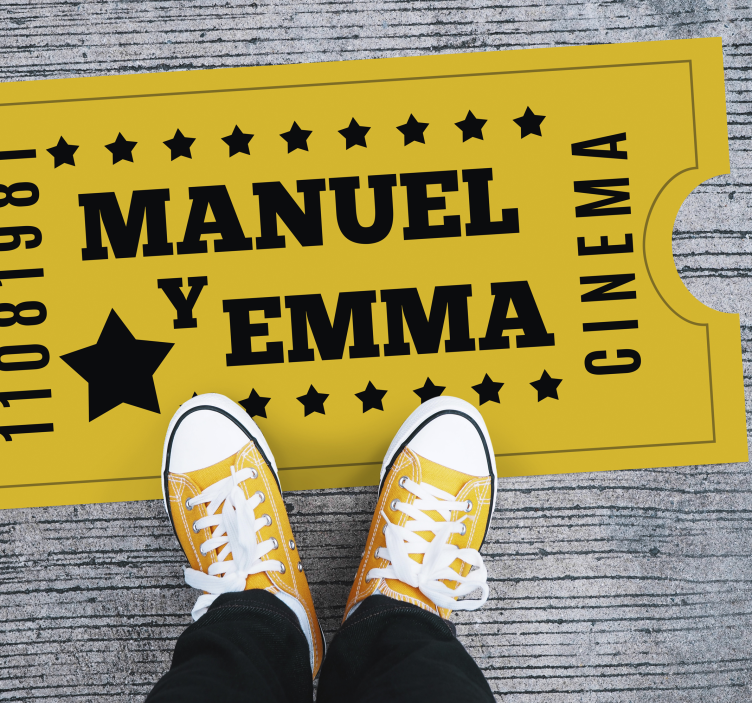 ρετρό εισιτήριο σινεμά εξατομικευμένο χαλί - TenStickers