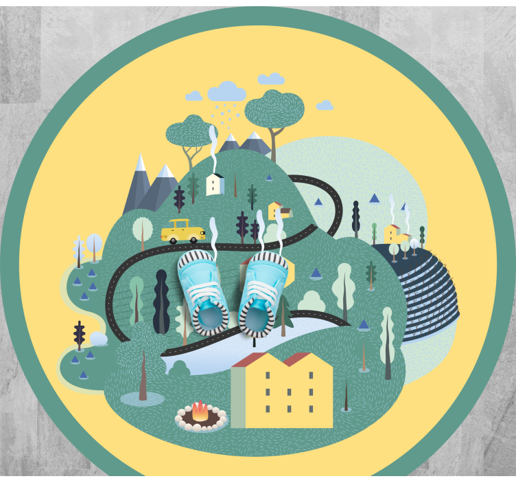 Δρόμος χάρτης παιδικό xαλί παιχνιδιάρικο ταξίδι στο τοπίο - TenStickers