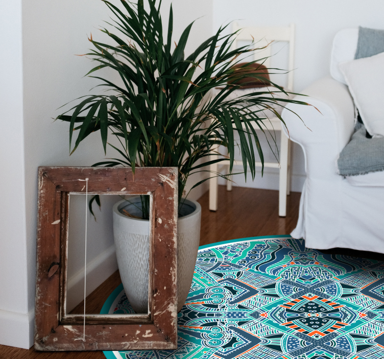 στρογγυλά εθνοτικά χαλιά βινυλίου ινδική φτερά - TenStickers