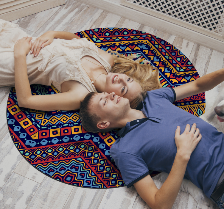 στρογγυλό μοτίβο εθνοτικό χαλί βινυλίου - TenStickers