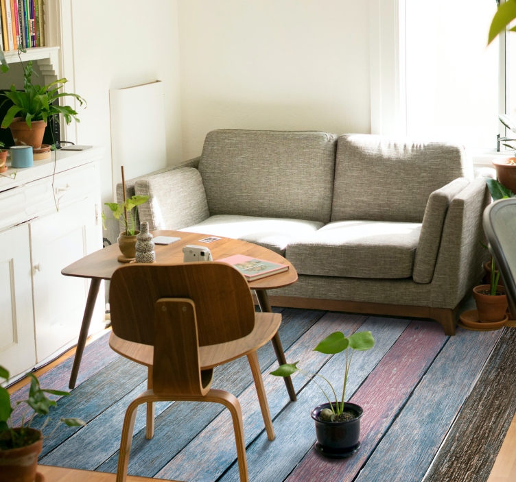 ρουστίκ πολύχρωμες ξύλινες σανίδες υφή χαλί - TenStickers