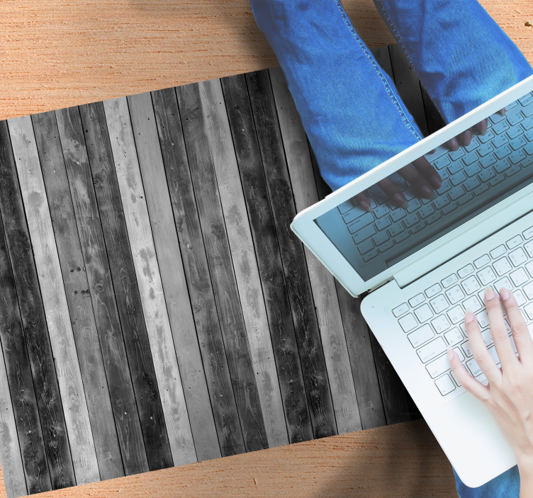 ρουστίκ γκρι ξύλινες σανίδες βινυλίου χαλί με εφέ ξύλου - TenStickers