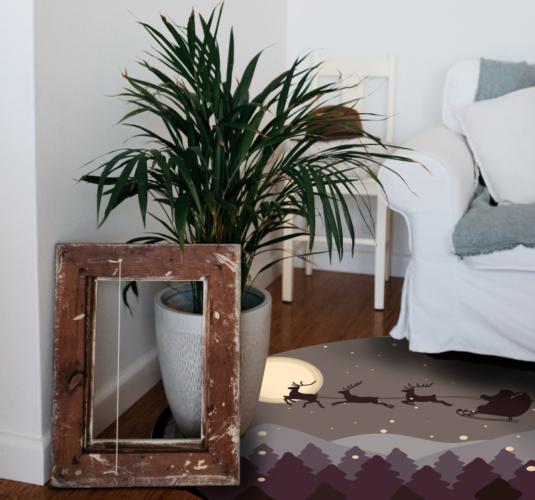 χαλί χριστουγεννιάτικων δέντρων santa και έλκηθρο - TenStickers