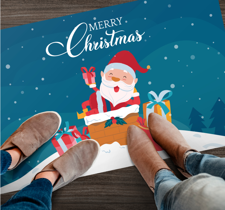 Άγιος Βασίλης με δώρα χριστουγεννιάτικο χαλί βινυλίου - TenStickers