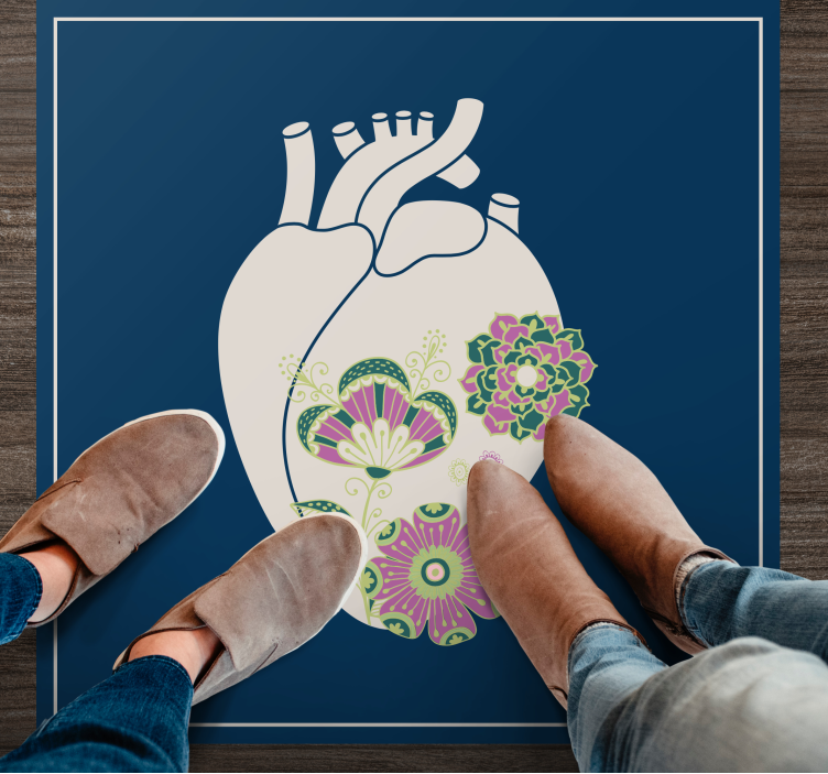 Σκανδιναβικό χαλί βινυλίου λουλουδάτο μοτίβο καρδιάς - TenStickers