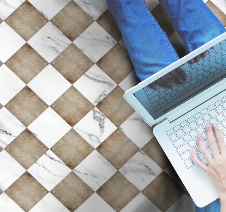 σέπια «γκαντίρ» πλακάκι βινυλικό χαλί - TenStickers