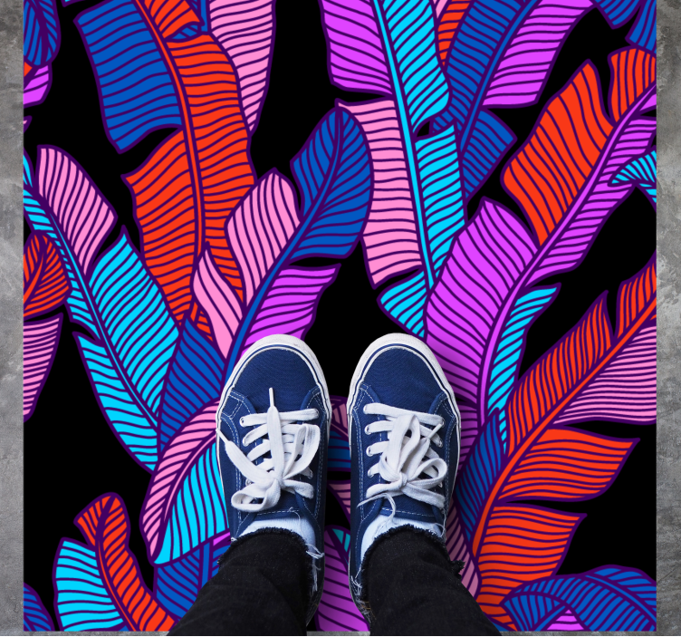 σχέδιο σχήματος με φύλλα τετράγωνο χαλί βινυλίου - TenStickers