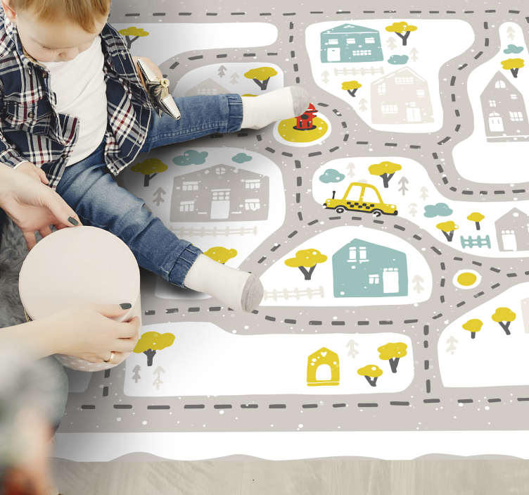 χιονισμένο τοπίο της πόλης με χαλιά δρόμων - TenStickers