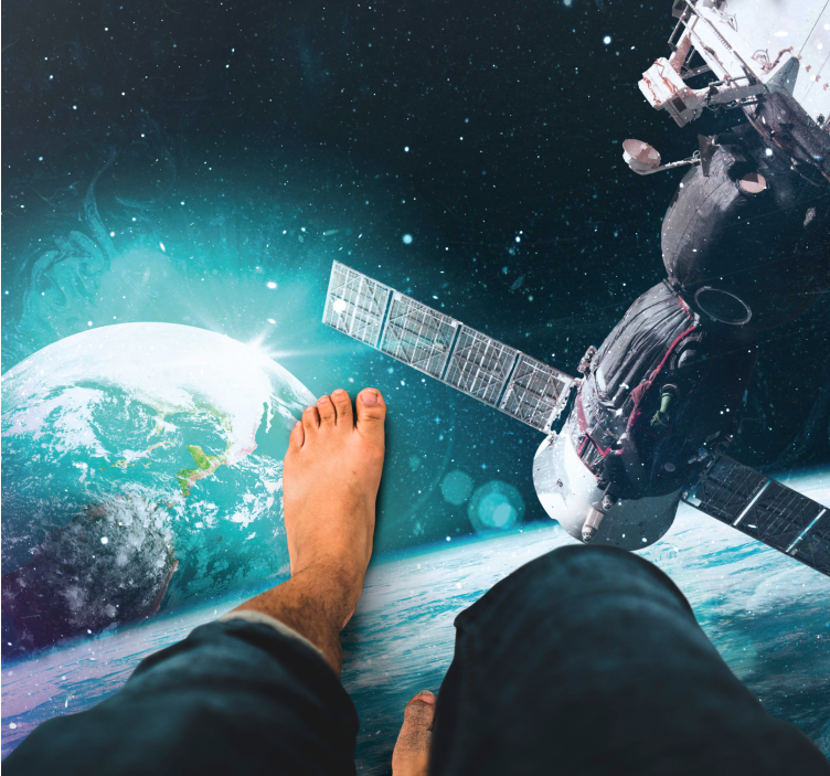 διαστημικός σταθμός και πλανήτη γη φύση βινυλίου χαλί - TenStickers