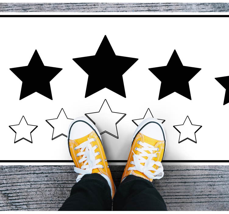 σχέδιο αστέρια βινυλιακό χαλί λευκό και μαύρο μοτίβο - TenStickers