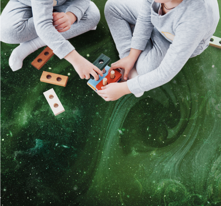 σχέδιο αστέρια βινυλιακό χαλί κοσμική πράσινη δίνη - TenStickers