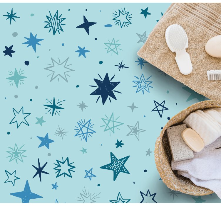 σχέδιο αστέρια βινυλιακό χαλί μπλε νυχτερινό μοτίβο - TenStickers