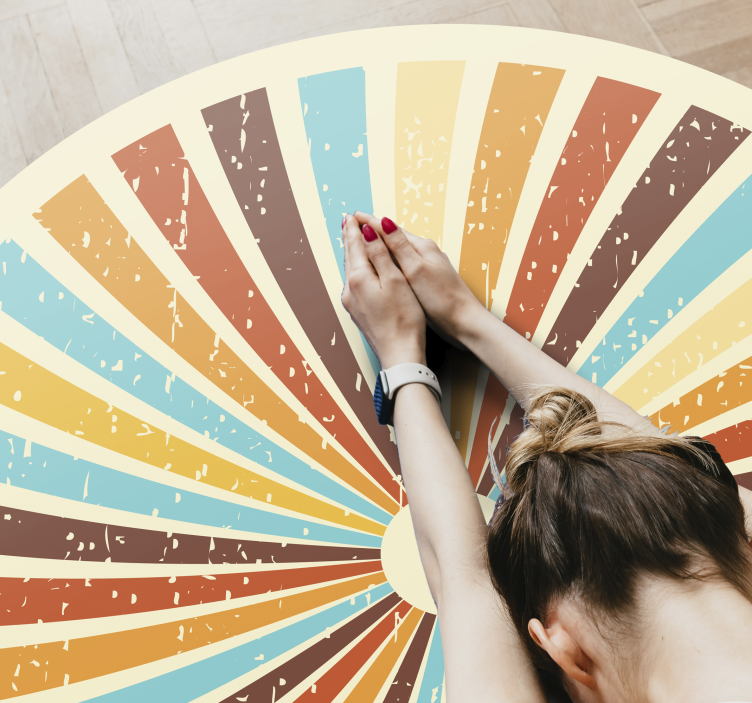 Βινταζέ χαλί από βινύλιο ρετρό ακτινοβόλο μοτίβο - TenStickers