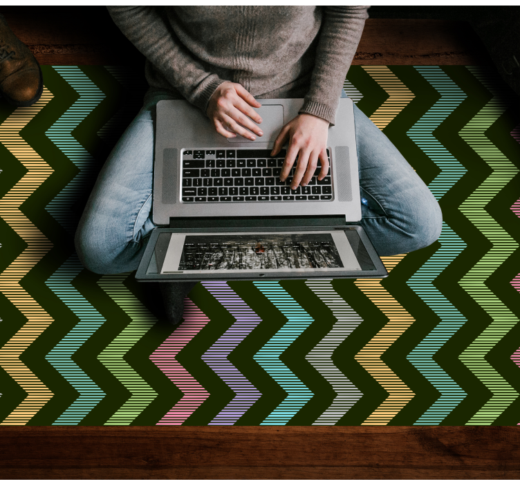 ριγέ χαλί πολύχρωμο μοτίβο ζιγκ-ζαγκ - TenStickers