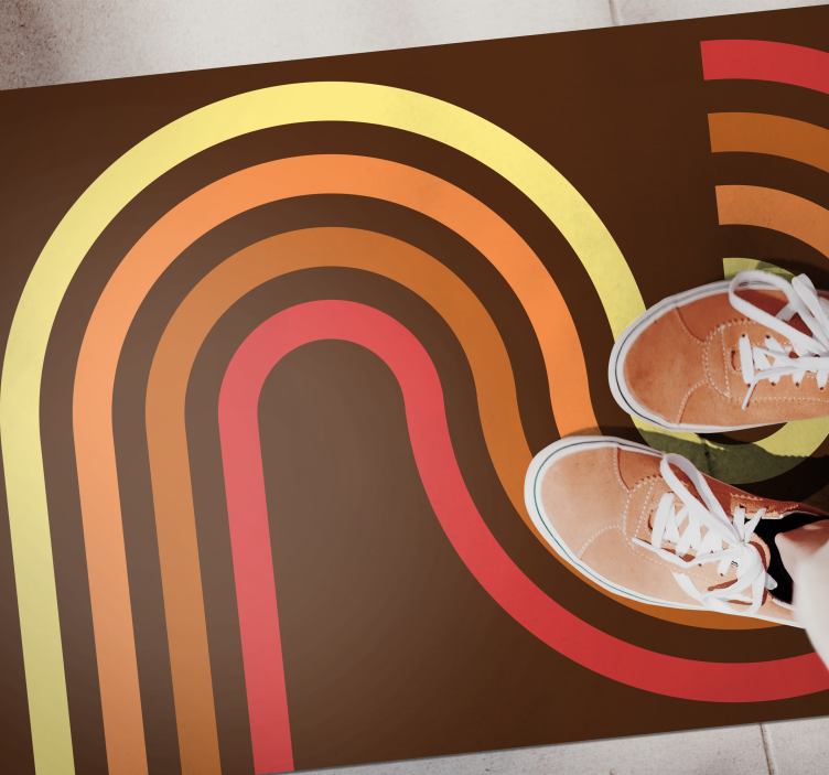 Βινταζέ χαλί από βινύλιο ρετρό ρίγες - TenStickers