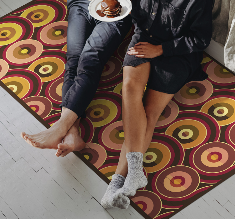 Βινταζέ χαλί από βινύλιο ζωηροί καφέ κύκλοι - TenStickers