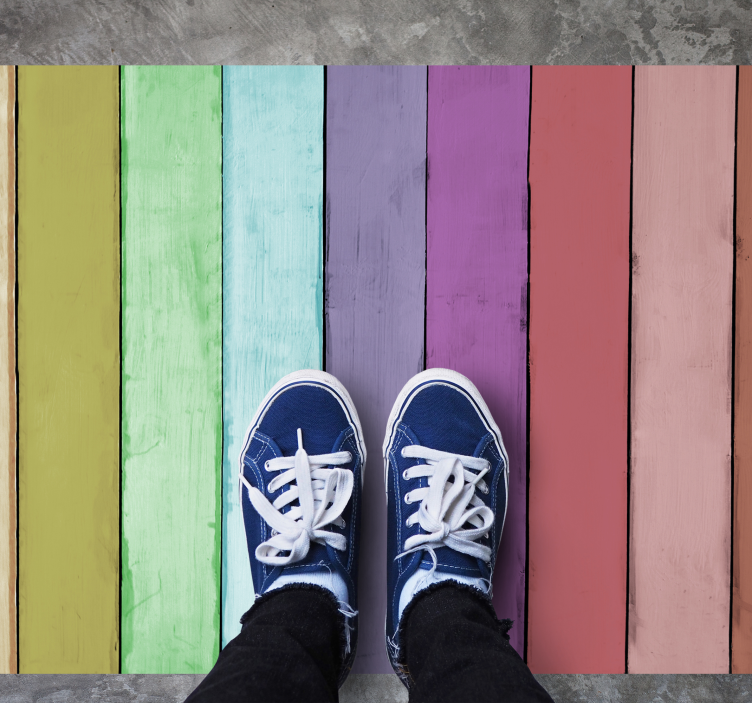 δάπεδο από ξύλο βινυλίου ζωντανές γραμμές ουράνιου τόξου - TenStickers