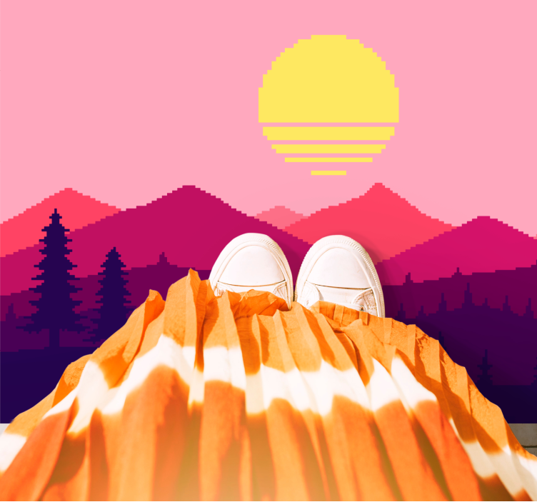 ηλιοβασίλεμα αισθητική τοιχογραφία κουβέρτα κρεβατοκάμαρας - TenStickers