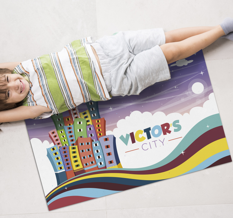 υπέροχο γλυκό χαλί βινυλίου πόλης με όνομα - TenStickers