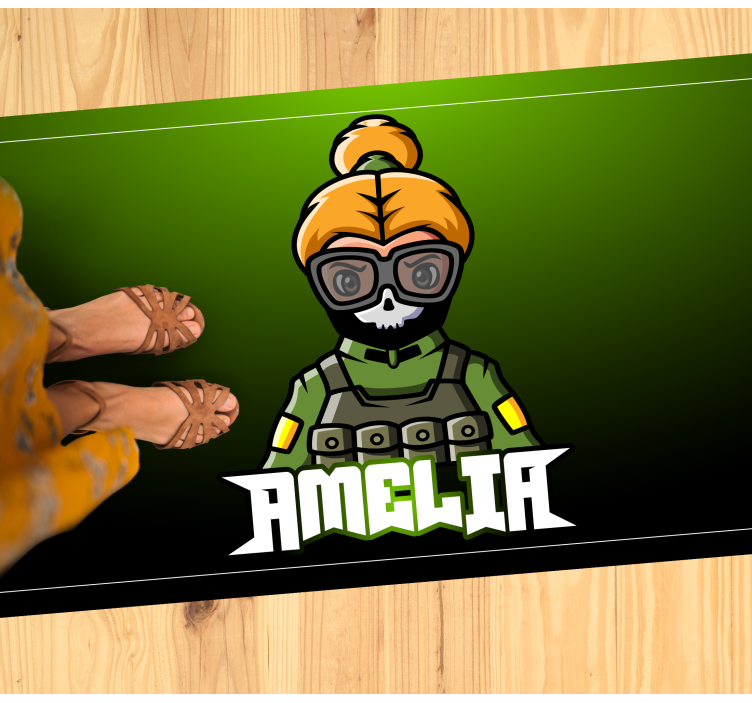 χαλί εφηβικής κρεβατοκάμαρας γυναίκα στρατιώτης με όνομα - TenStickers