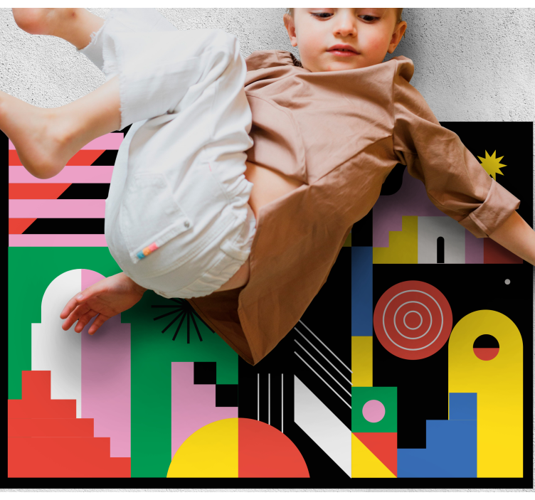 xαλί γεωμετρικού σχεδιασμού έντονα μοντέρνα σχήματα - TenStickers