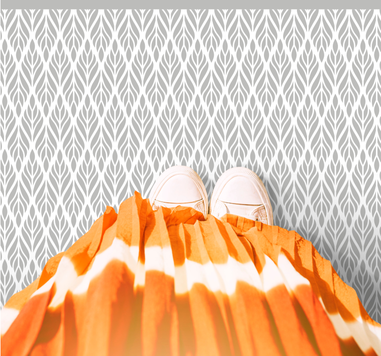 μοντέρνο χαλί γκρι μοτίβο φύλλων - TenStickers