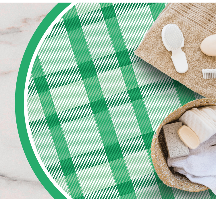 κυκλικό χαλί πράσινο καρό μοτίβο - TenStickers