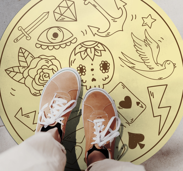 χαλί εφηβικής κρεβατοκάμαρας σύμβολα τατουάζ - TenStickers