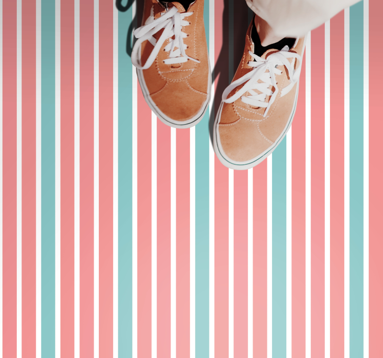 τρεις ροζ γραμμές και μπλε τετράγωνο χαλί βινυλίου - TenStickers