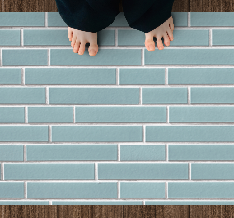 χαλακι μπανιου μπλε μοτίβο από τούβλα - TenStickers