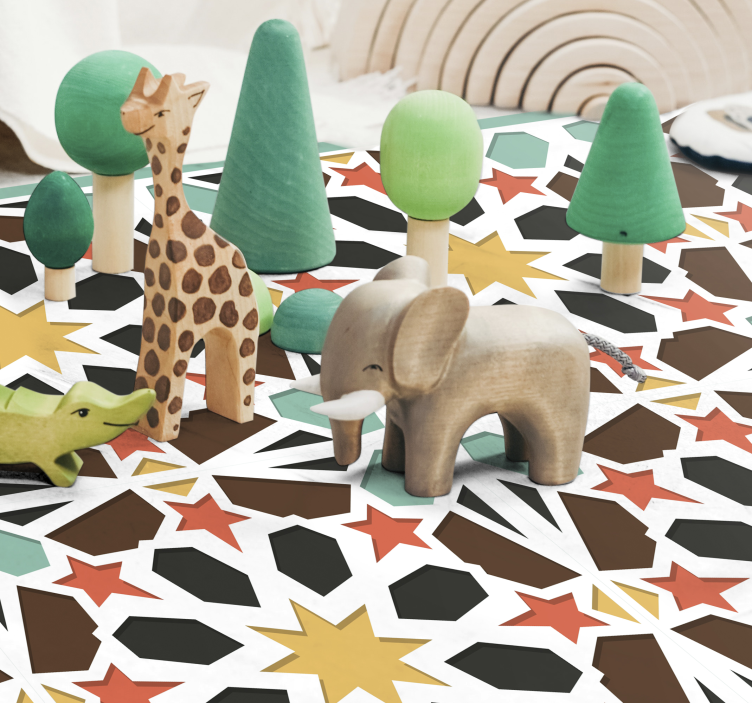 xαλί βινυλίου με εφέ πλακιδίων πολύχρωμα έναστρα πλακάκια - TenStickers