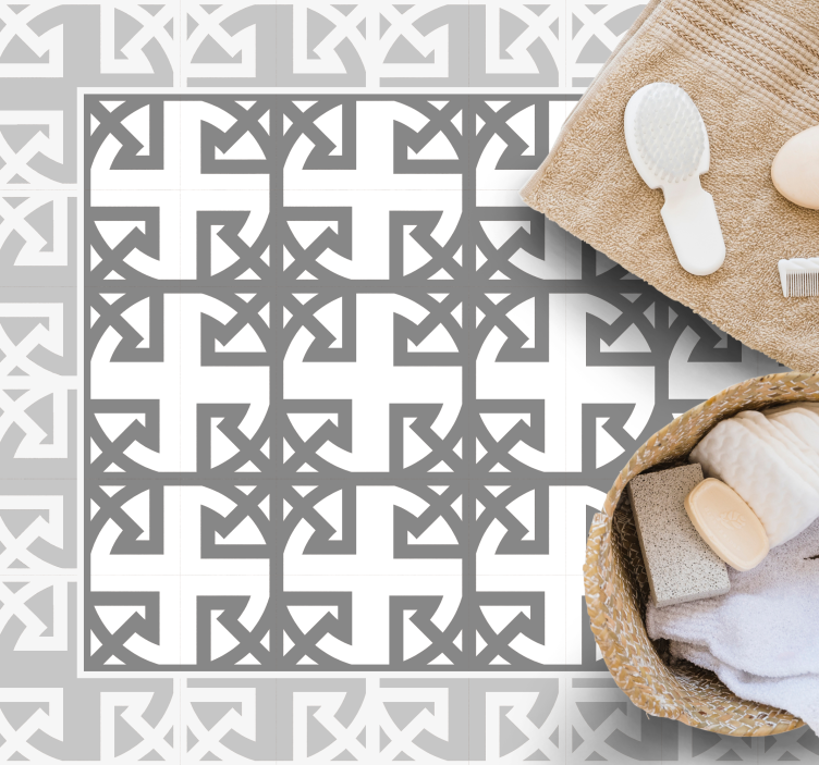 xαλί βινυλίου με εφέ πλακιδίων διακοσμητικό γκρι μοτίβο - TenStickers