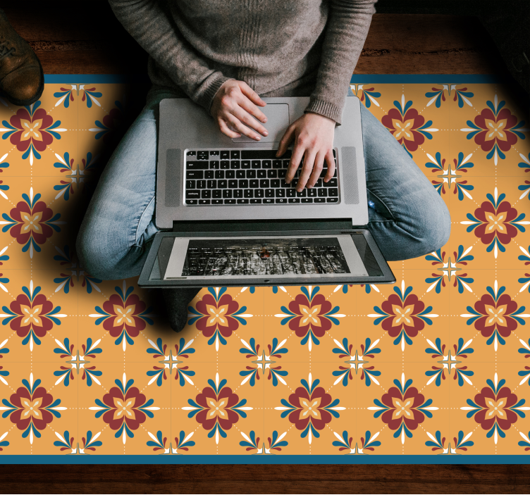 xαλί βινυλίου με εφέ πλακιδίων floral μωσαϊκό αρμονία - TenStickers