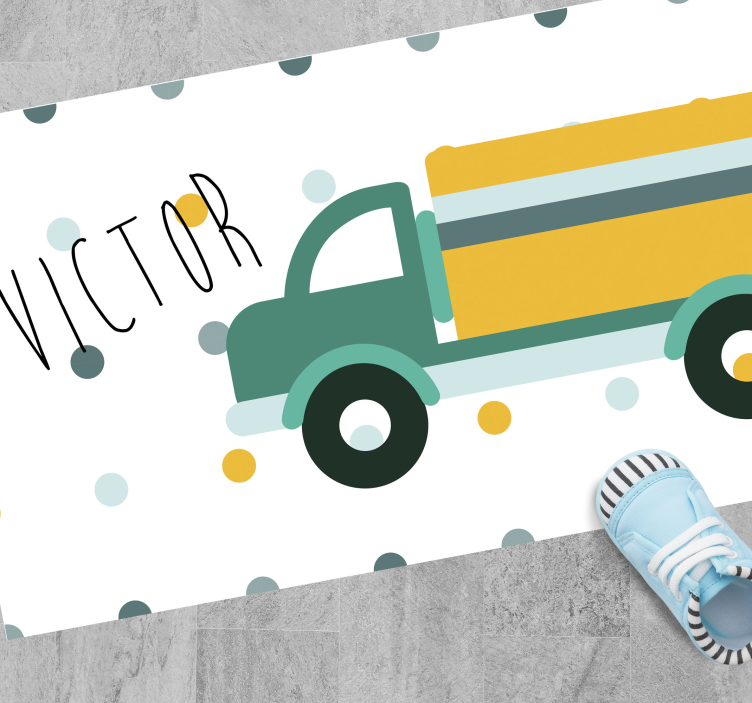 φορτηγό με όνομα εξατομικευμένο χαλί - TenStickers