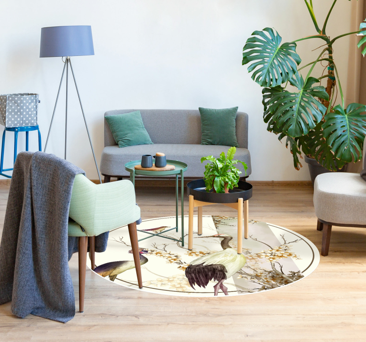 κλαδιά και πουλιά chinoiserie ζώο χαλάκι - TenStickers