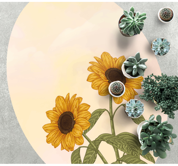 δύο ηλιοτρόπια σε ένα χαλί λουλουδιών - TenStickers