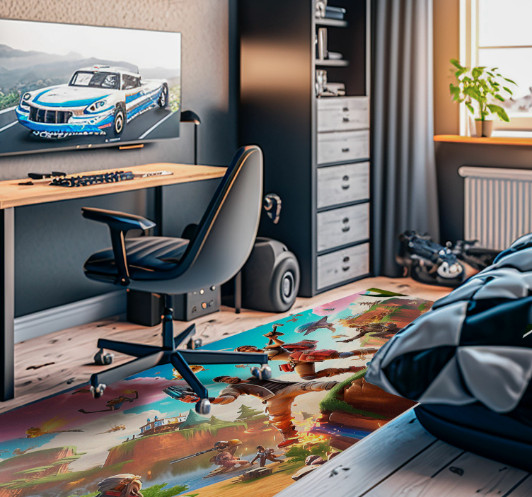 χαλί κρεβατοκάμαρας Χαρακτήρες των ηλεκτρονικών παιχνιδιών σε δρά - TenStickers