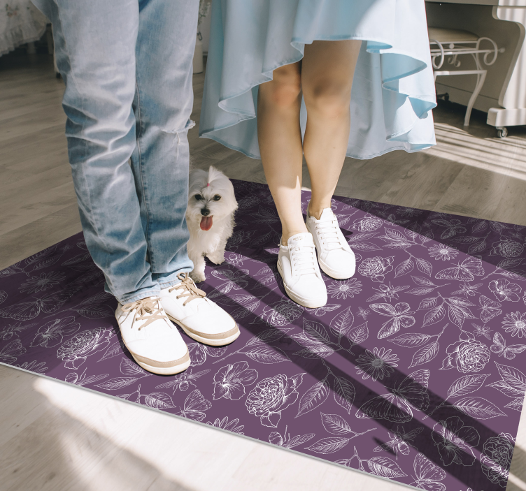 Vintage βοτανικό μοτίβο χαλί σαλόνι βινυλίου - TenStickers