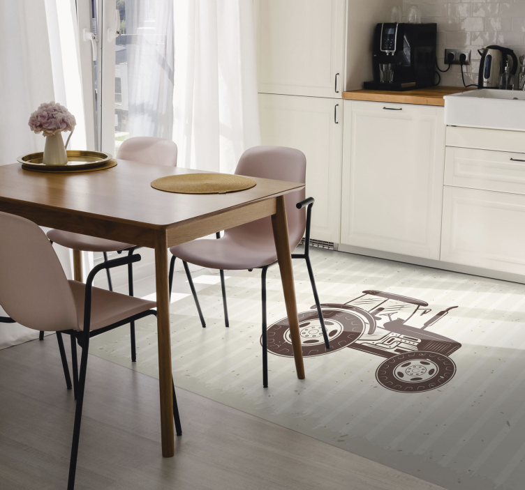 Vintage αγρόκτημα τρακτέρ vintage βινύλιο χαλί - TenStickers