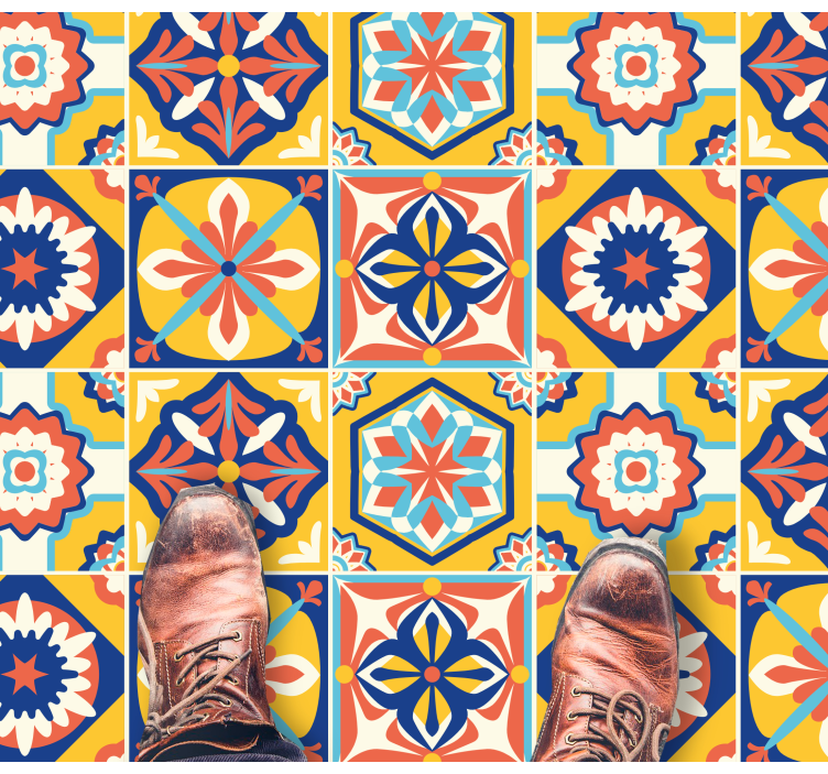 ζεστές αποχρώσεις χρώματα πλακάκια δαπέδου κουζίνας - TenStickers