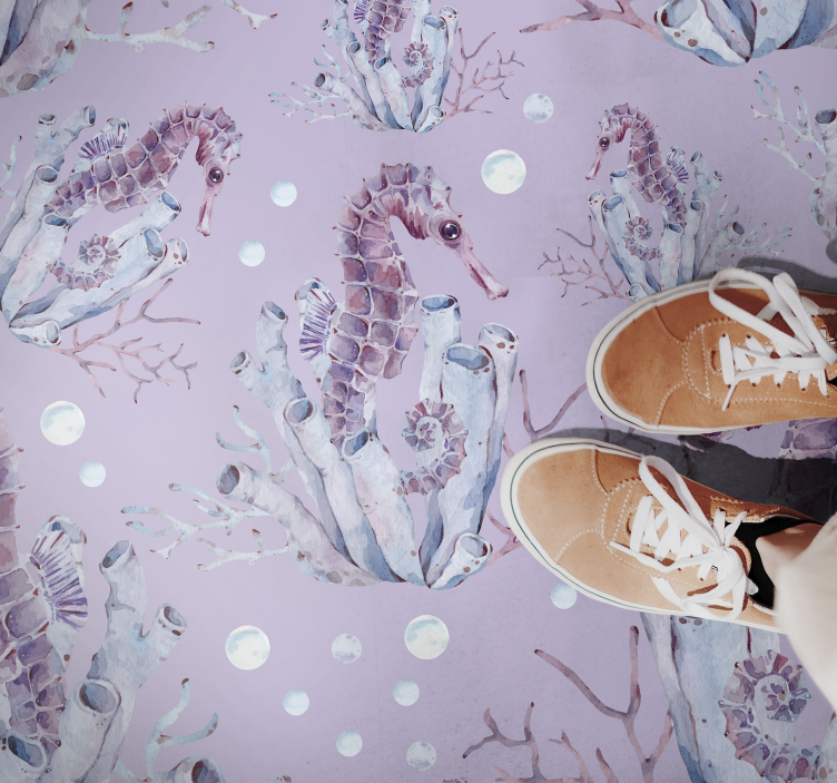 ακουαρέλα ιππόκαμπος ζωικό χαλί βινυλίου - TenStickers