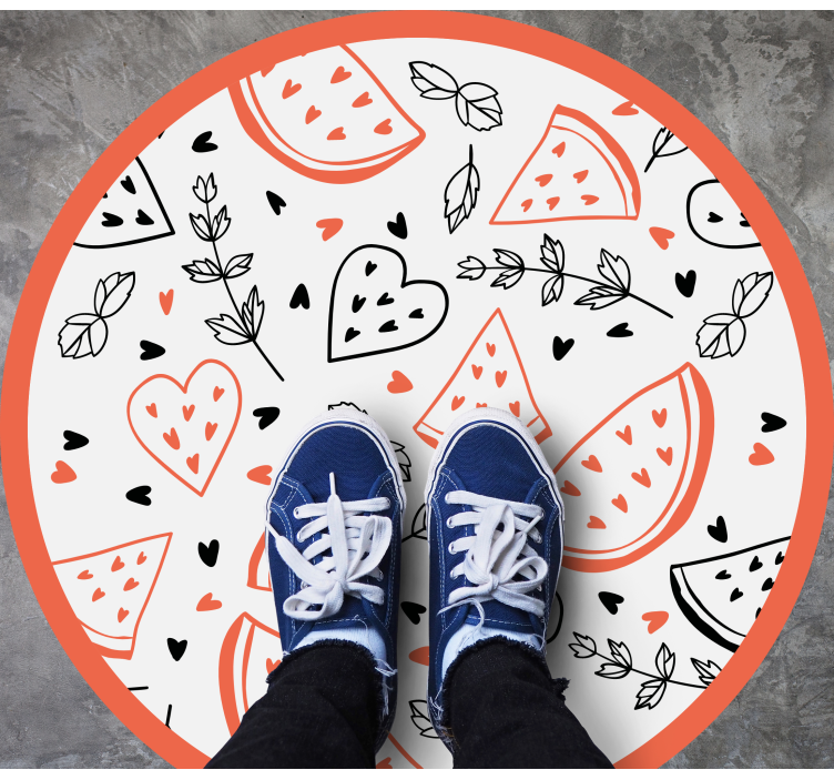 καρπούζι μαύρες καρδιές πλακάκια δαπέδου κουζίνας - TenStickers