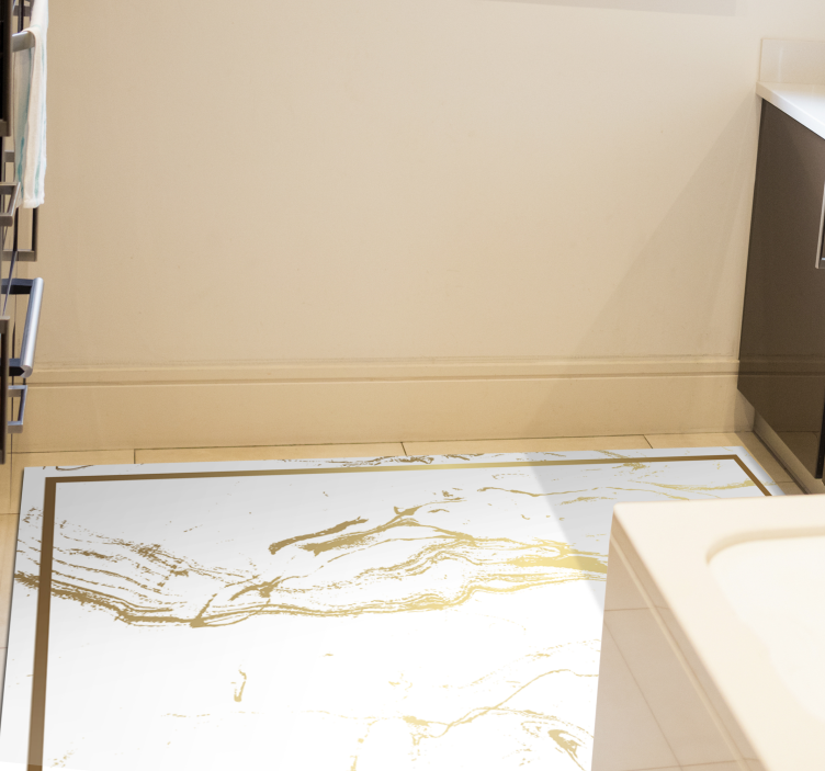 λευκό και χρυσό μαρμάρινο εφέ υφής βινυλίου χαλί - TenStickers